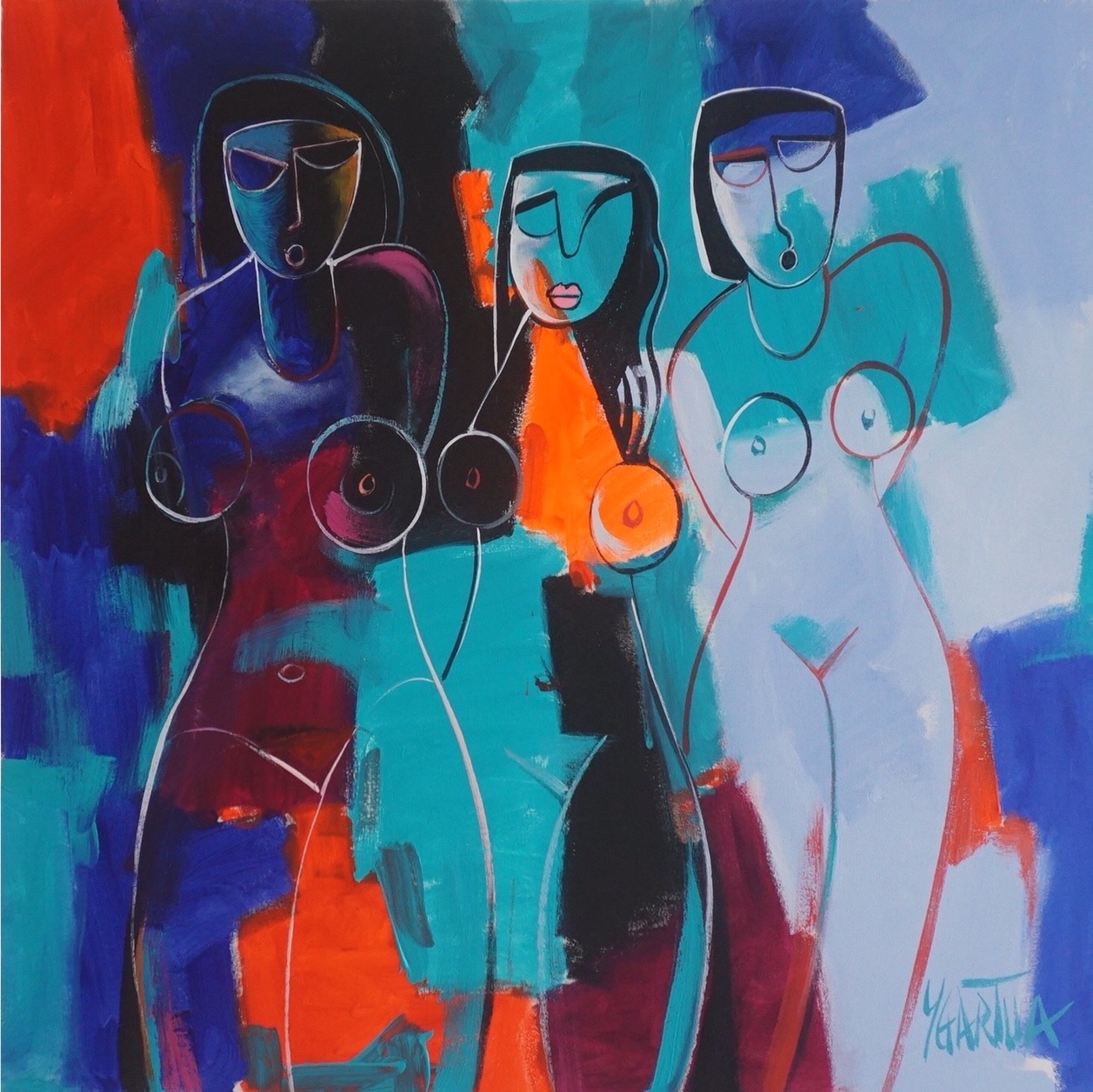 Girls Night Out 80 x 80 cm by Paul Ygartua