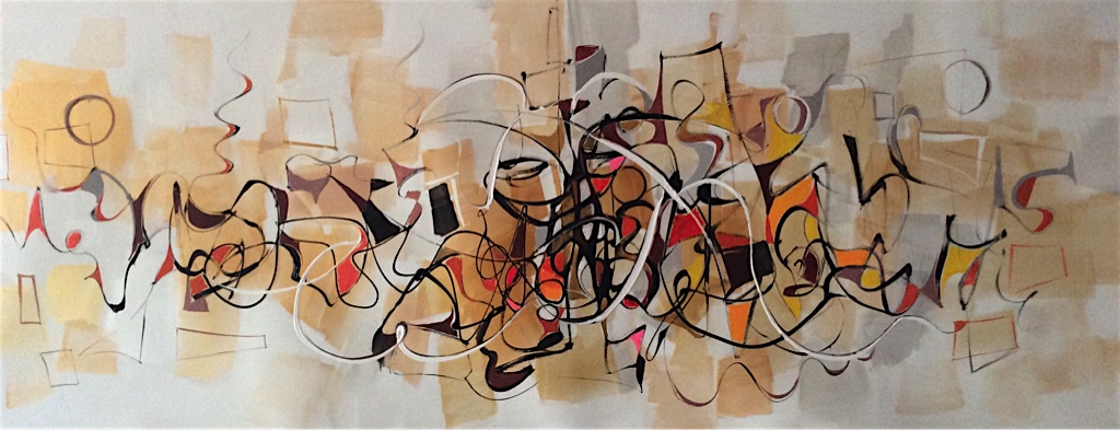 UNIVERSE IN MOTION ACRYLIC ON CANVAS 1 X 2.6M by Paul Ygartua